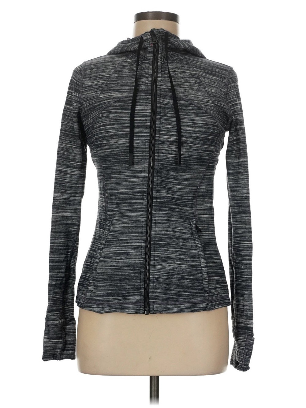 Lululemon Hooded Define Jacket Nulu Heathered Black / White / Black W4BF8S Sz 8 - Picture 2 of 6